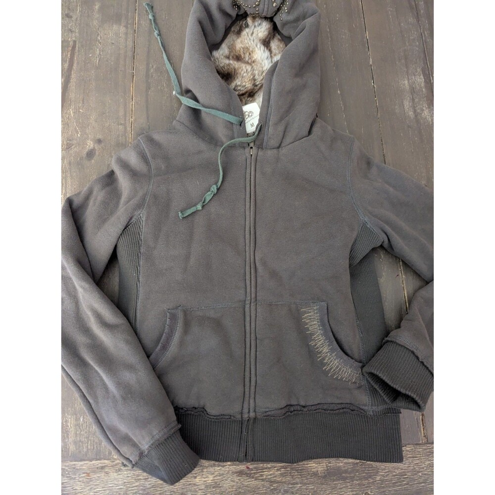 Yag Couture Womens Zip Up Hoodie Sz Medium Faux Fur Hoodie Y2k